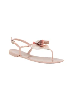 MISS GLOBO - Sandalo infradito nude con fiore e strass