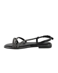 MISS GLOBO - Sandalo nero con strass e cinturino diagonale