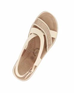 MISS GLOBO - Sandalo panna con strass e sottopiede in memory soft