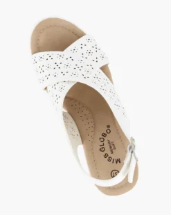 MISS GLOBO - Sandalo platform bianco con fasce incrociate traforate e sottopiede in memory soft, zeppa 7CM