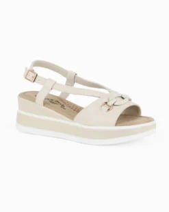 MISS GLOBO - Sandalo platform beige con morsetto