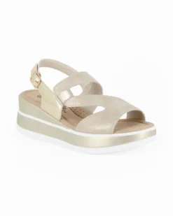 MISS GLOBO - Sandalo platform beige con sottopiede in memory soft, zeppa 5CM