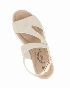 MISS GLOBO - Sandalo platform beige con sottopiede in memory soft, zeppa 5CM