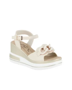 MISS GLOBO - Sandalo platform panna con sottopiede in memory soft e catena, tacco 7CM