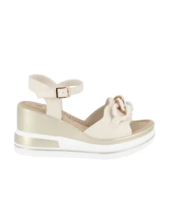 MISS GLOBO - Sandalo platform panna con sottopiede in memory soft e catena, tacco 7CM