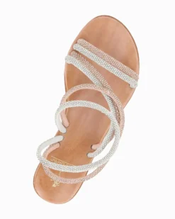 MISS GLOBO - Sandalo rosa e argento con strass