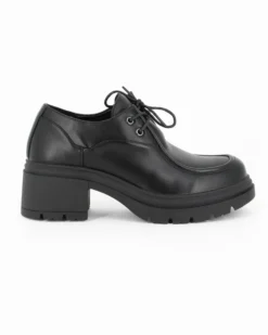 MISS GLOBO - Scarpa nera con lacci e suola track, tacco 6CM