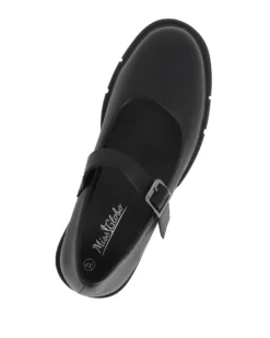 MISS GLOBO - Scarpa nera con suola track e cinturino con fibbia frontale
