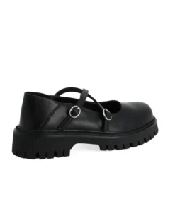 MISS GLOBO - Scarpa nera con suola track e cinturini incrociati