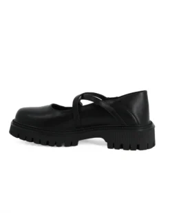 MISS GLOBO - Scarpa nera con suola track e cinturini incrociati