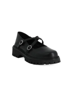 MISS GLOBO - Scarpa nera con suola track e cinturini incrociati