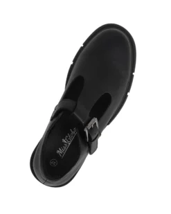 MISS GLOBO - Scarpa nera con suola track e cinturino con fibbia frontale