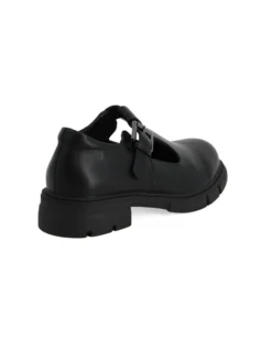 MISS GLOBO - Scarpa nera con suola track e cinturino con fibbia frontale