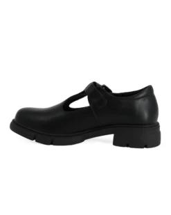 MISS GLOBO - Scarpa nera con suola track e cinturino con fibbia frontale