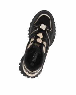 MISS GLOBO - Scarpa sneakers nera da donna con inserti glitterati e ciondoli tra i lacci
