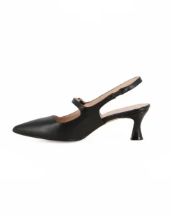 MISS GLOBO - Slingback nera con cinturino superiore, tacco 6CM, MADE IN ITALY