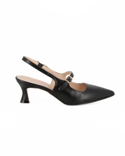 MISS GLOBO - Slingback nera con cinturino superiore, tacco 6CM, MADE IN ITALY