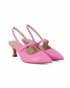 MISS GLOBO - Slingback rosa con cinturino superiore, tacco 6CM, MADE IN ITALY