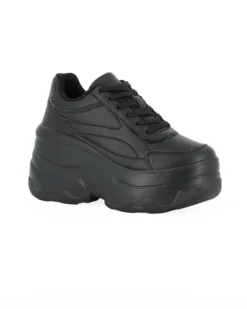 MISS GLOBO - Sneakers nera con lacci e fondo alto