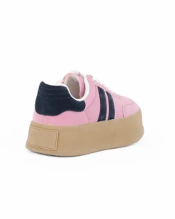 MISS GLOBO - Sneakers rosa scamosciata con lacci, fondo 3,5CM