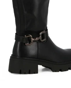 MISS GLOBO - Stivale nero con gambale elasticizzato e zip laterale, tacco 5cm