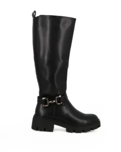 MISS GLOBO - Stivale nero con gambale elasticizzato e zip laterale, tacco 5cm