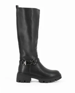 MISS GLOBO - Stivale nero con gambale elasticizzato e zip laterale, tacco 5cm