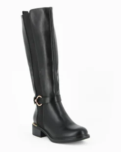 MISS GLOBO - Stivale nero con zip laterale e gambale elasticizzato, tacco 3,5CM