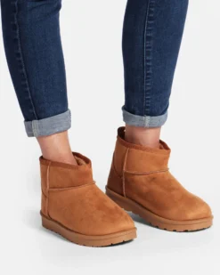 MISS GLOBO - Stivaletto camel scamosciato con pelliccia interna