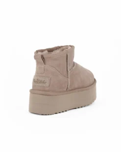 MISS GLOBO - Stivaletto taupe in VERA PELLE con pelliccia interna