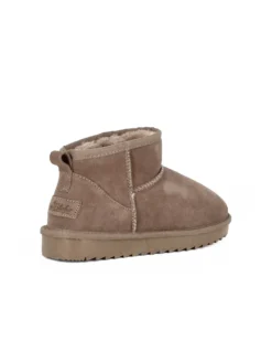 MISS GLOBO - Stivaletto taupe in VERA PELLE con pelliccia interna
