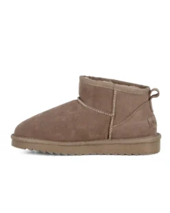 MISS GLOBO - Stivaletto taupe in VERA PELLE con pelliccia interna