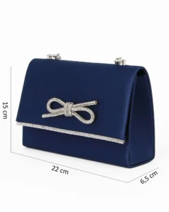 MISS GLOBO - TRACOLLA IN RASO BLU CON FIOCCO DI STRASS E FILO DI STRASS SULLA PATTA