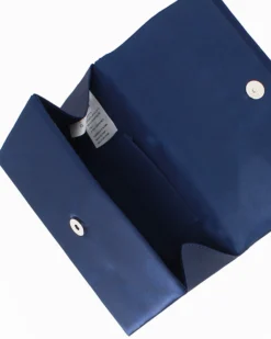 MISS GLOBO - TRACOLLA IN RASO BLU CON FIOCCO DI STRASS E FILO DI STRASS SULLA PATTA