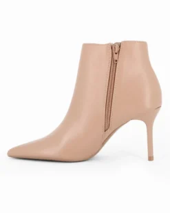 MISS GLOBO - Tronchetto beige a punta con zip laterale, tacco 8,5CM