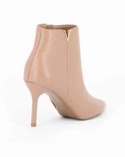 MISS GLOBO - Tronchetto beige a punta con zip laterale, tacco 8,5CM