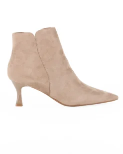 MISS GLOBO - Tronchetto khaki scamosciato a punta con zip laterale, tacco 6CM