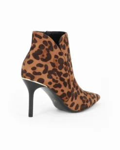 MISS GLOBO - Tronchetto leopardato scamosciato a punta con zip laterale, tacco 8,5CM