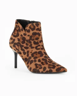 MISS GLOBO - Tronchetto leopardato scamosciato a punta con zip laterale, tacco 8,5CM