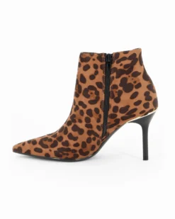 MISS GLOBO - Tronchetto leopardato scamosciato a punta con zip laterale, tacco 8,5CM
