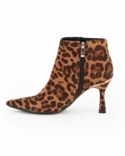 MISS GLOBO - Tronchetto leopardato scamosciato a punta con zip laterale, tacco 8CM
