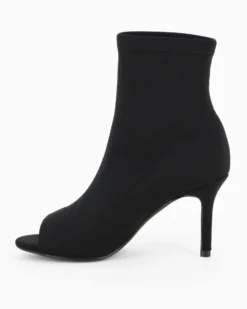 MISS GLOBO - Tronchetto nero in lycra con punta aperta, tacco 8,5CM