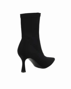 MISS GLOBO - Tronchetto nero in lycra a punta, tacco 8CM