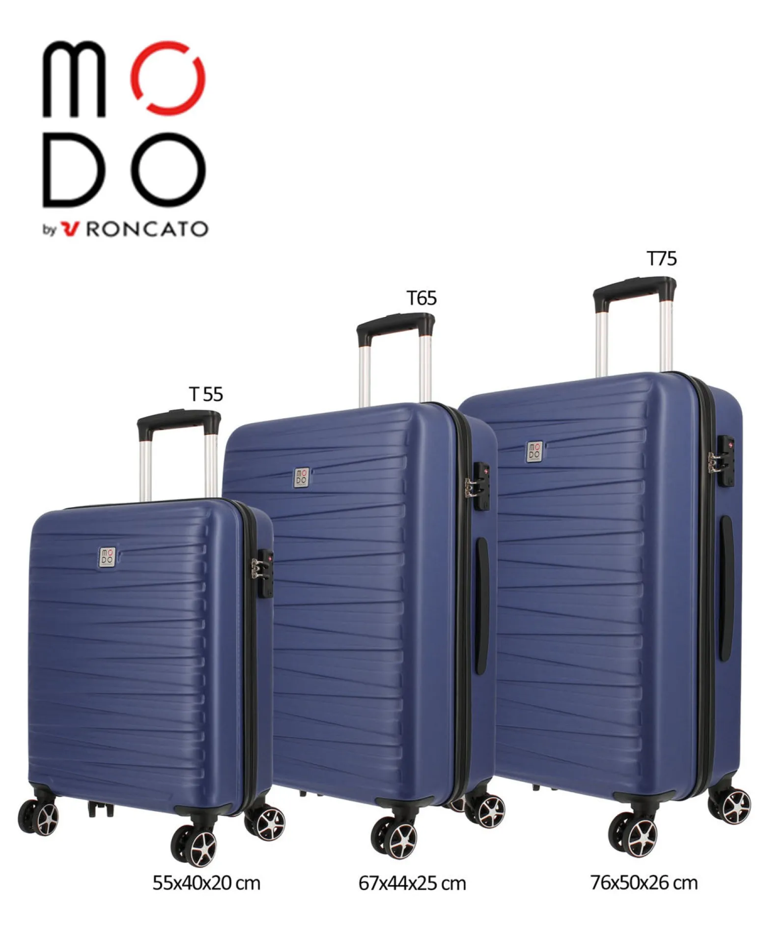 MODO BY RONCATO - TROLLEY ABS BLU 4 RUOTE CON COMBINAZIONE TSA