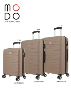 MODO BY RONCATO - TROLLEY ABS CHAMPAGNE 4 RUOTE CON COMBINAZIONE TSA