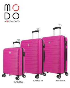 MODO BY RONCATO - TROLLEY ABS MAGENTA 4 RUOTE CON COMBINAZIONE TSA
