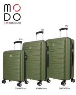 MODO BY RONCATO - TROLLEY ABS VERDE MILITARE 4 RUOTE CON COMBINAZIONE TSA