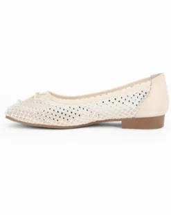 MY JEWELS - Ballerina avorio a rete con fiocco e strass