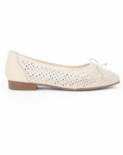 MY JEWELS - Ballerina avorio a rete con fiocco e strass