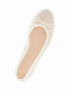 MY JEWELS - Ballerina beige a rete con fiocco e strass